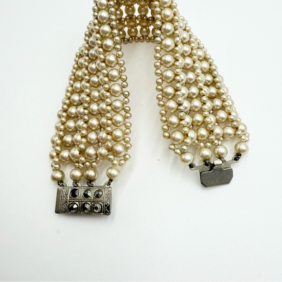 Vintage Faux Pearls Six-Vintage Faux Pearls Six-Strand Pearl Bracel - Picture 1 of 11